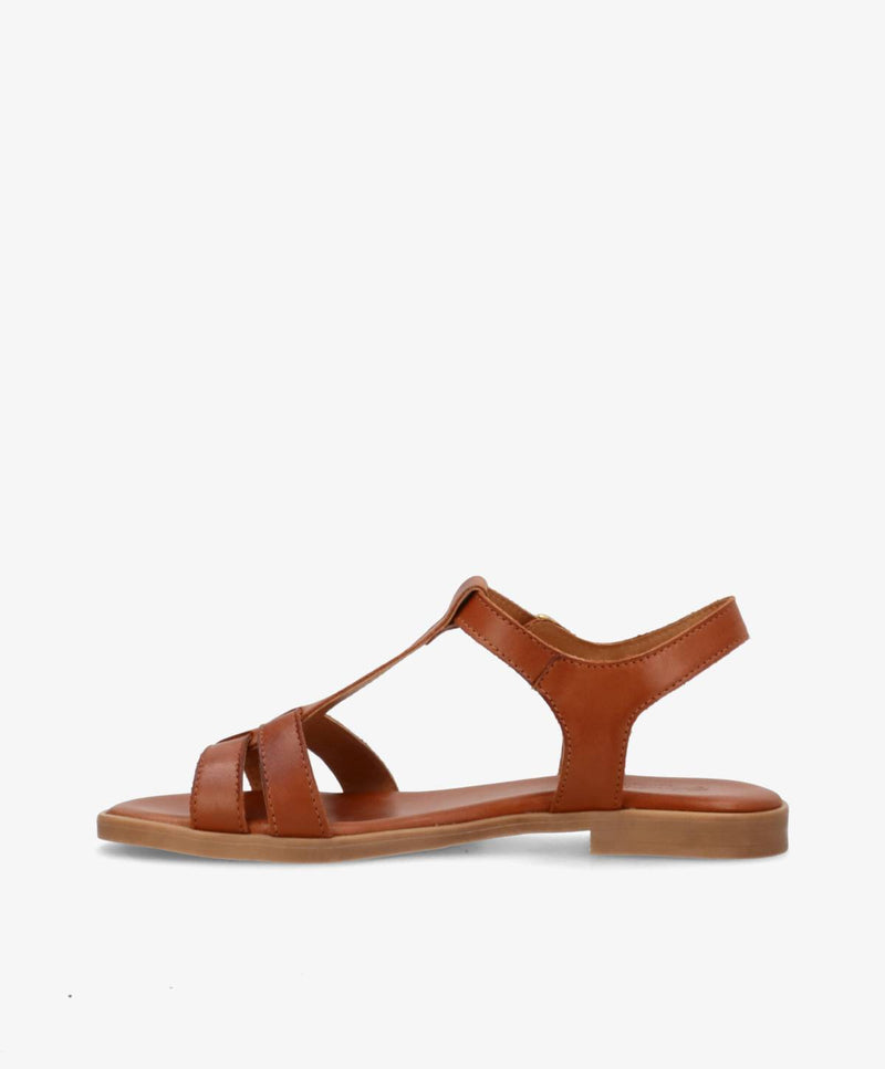 TULLY - Mellembrun læder - Flad sandal Dame
