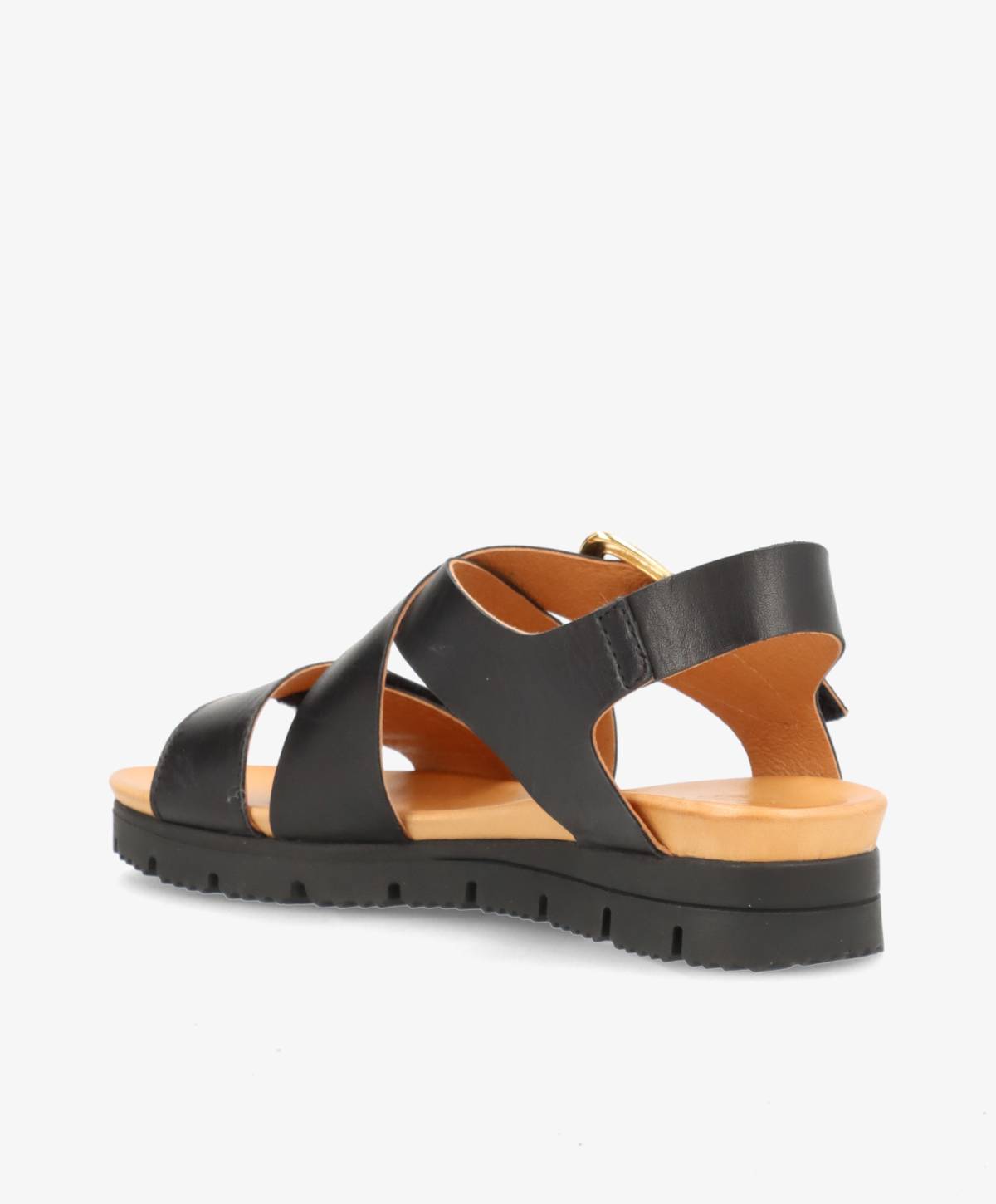 VERONA - Sort læder - Kilehæls sandal Dame