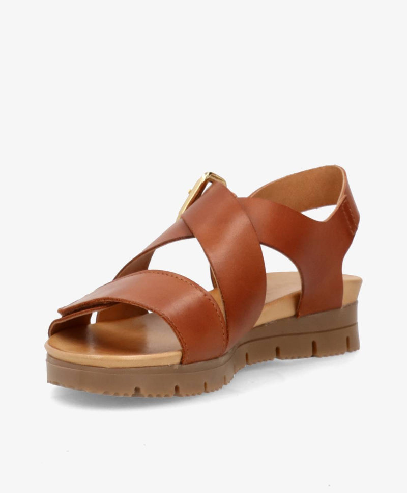 VERONA - Mellembrun læder - Kilehæls sandal Dame