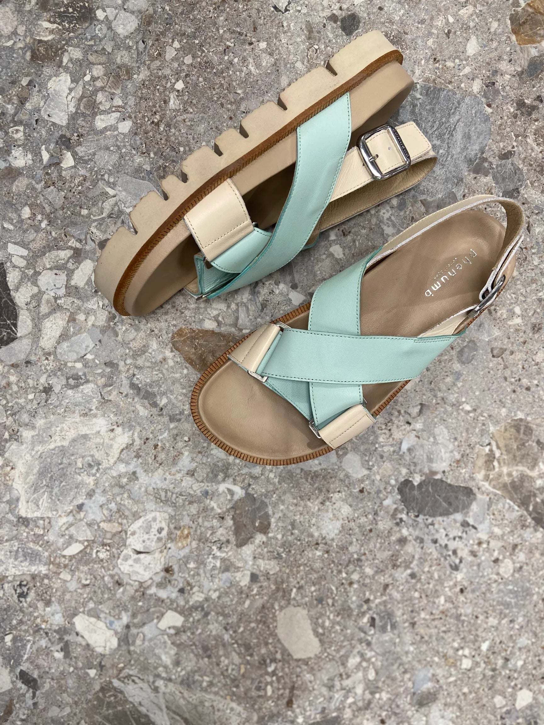 NOELLE Dame Sandal - Blå/Beige – Havanna Shoes